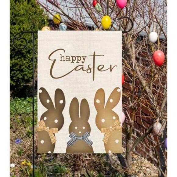 Garden Flag Happy Easter Bunny 12x18in Double sided - Picture 1 of 1